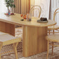 Mesa de comedor ovalada moderna de madera maciza con pedestal doble en color natural