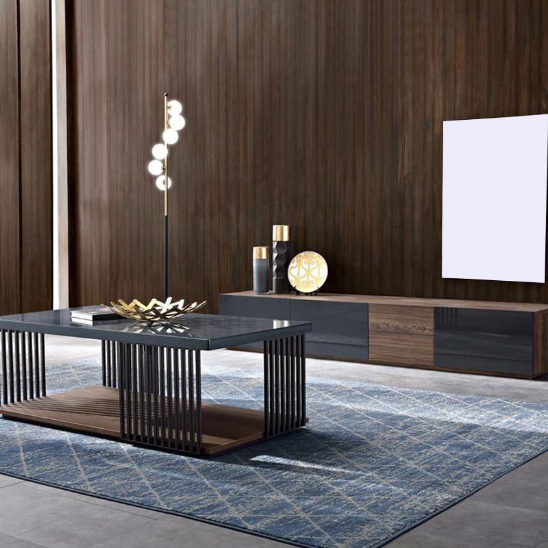 Rectangular Iron and Wood Coffee Cocktail Table with Storage Clearhalo 'Coffee & Accent Tables' 'Coffee Tables' 'coffee_tables' 'furn' 'furn_coffee_tables' 'Furniture' 'Living Room Furniture' 1200x1200_36bdd3f0-dadb-4067-a0ef-ae2883885c5b