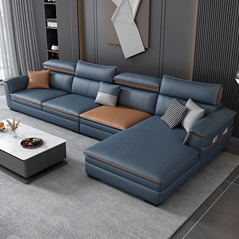 Faux Leather Pillow Top Arm Sectional with Adjustable Pillowed Back Cushions Clearhalo 'furn' 'furn_sectionals' 'Furniture' 'furniture_sectionals' 'kitchen' 'kitchen_sectionals' 'Living Room Furniture' 'Sectionals' 1200x1200_36bfa976-3480-4ef5-9b1b-056ddede2344