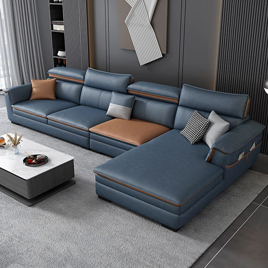 Faux Leather Pillow Top Arm Sectional with Adjustable Pillowed Back Cushions Clearhalo 'furn' 'furn_sectionals' 'Furniture' 'furniture_sectionals' 'kitchen' 'kitchen_sectionals' 'Living Room Furniture' 'Sectionals' 1200x1200_36bfa976-3480-4ef5-9b1b-056ddede2344