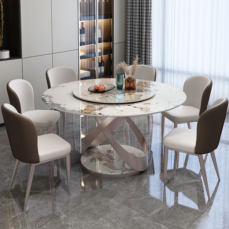 29.52''H Glam Round Dining Table Standard Sintered Stone Dining Table with Pedestal Base Clearhalo ' dining_table' 'Dining Tables & Seating' 'Dining Tables' 'furn' 'furn_dining_table' 'Furniture' 'furniture_dining_table' 'Kitchen & Dining Furniture' 'kitchen&dining_furn' 'kitchen' 'kitchen_dining_table' 1200x1200_36c063f2-2a7d-47d5-93c6-9c1b5aff880e