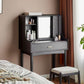 Modern Black Dressing Table Stool Set Wooden Vanity Dressing Table for Bedroom