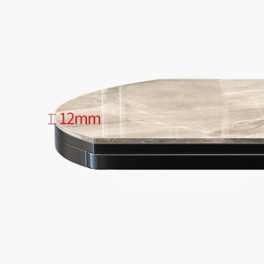 Eigentijdse ronde grijze stenen eettafel met massieve houten benen