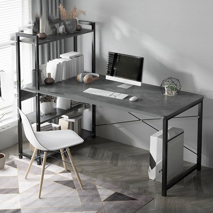 Metal and Wood Writing Desk Contemporary Corner Bedroom Office Desk with Bookshelf Clearhalo 'furn' 'furn_office_desk' 'Furniture' 'Office Desks' 'Office Furniture' 'office_desk' 1200x1200_36c21bba-09d2-419f-995f-5e35ec8b390f