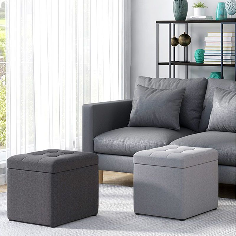 Modern Pouf Ottoman Cotton Upholstered Tufted Solid Color Square Ottoman with Storage Clearhalo 'furn' 'furn_ottomans_poufs' 'Furniture' 'Living Room Furniture' 'Ottomans & Poufs' 'ottomans_poufs' 1200x1200_36c66ae0-b358-47c1-a0a2-e09f779b7e90