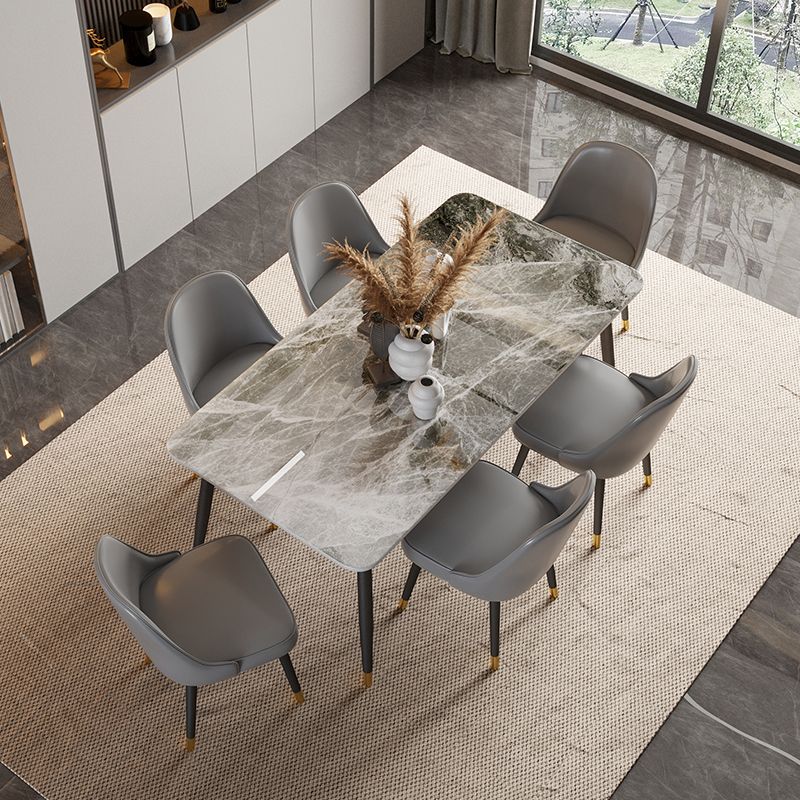 Scandinavian Dining Room Furniture Set Sintered Stone Rectangular Dining Table with Metal Base Clearhalo 'Dining Room Sets' 'Dining Tables & Seating' 'dining_room_set' 'furn' 'furn_dining_room_set' 'Furniture' 'furniture_dining_room_set' 'Kitchen & Dining Furniture' 'kitchen&dining_furn' 'kitchen' 1200x1200_36c7d2e7-059e-4741-8dac-f1d59f29a451