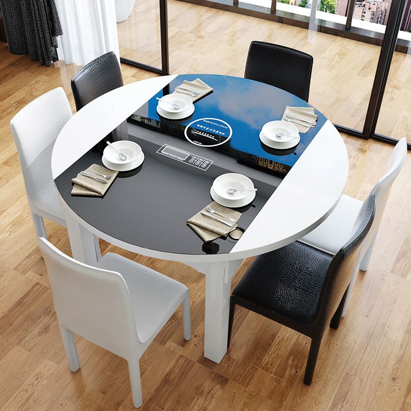 キッチンのための現代的な強化ガラストップダイニングルームセット折りたたみ