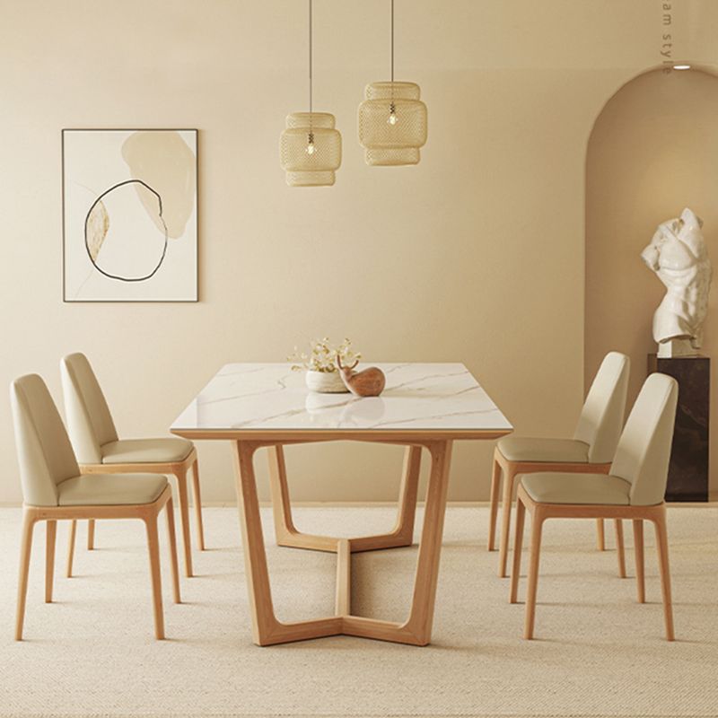 Industrial Dining Room Table Rectangle Stone Dining Site Table in White Clearhalo 'Dining Tables & Seating' 'Dining Tables' 'dining_table' 'furn' 'furn_dining_table' 'Furniture' 'Kitchen & Dining Furniture' 1200x1200_36cb6863-115c-4cbd-a34d-a5e97979b4e2