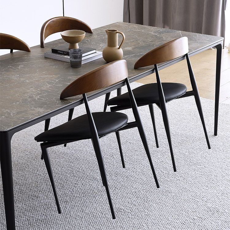 Modern Style Dining Chair Leather Open Back Side Chair for Dining Room