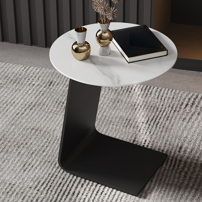 Modern Round Coffee Table Pedestal Slate Coffee Table in White Clearhalo 'Coffee & Accent Tables' 'Coffee Tables' 'coffee_tables' 'furn' 'furn_coffee_tables' 'Furniture' 'furniture_coffee_tables' 'Living Room Furniture' 1200x1200_36ce91bb-27ae-4279-a8d0-a73a5cf52c36