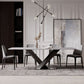 Modern Stone Top White Rectangular Dining Table with Black X-Base Clearhalo 'Dining Tables & Seating' 'Dining Tables' 'dining_table' 'furn' 'furn_dining_table' 'Furniture' 'Kitchen & Dining Furniture' 1200x1200_36ce9abe-dafe-4f7d-b8f1-13bafa0b1a70