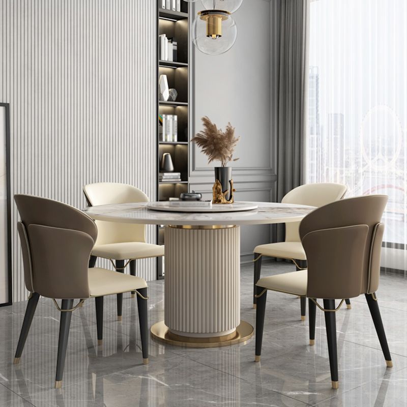 Eigentijdse eiken houten wingback stoel matte afwerking faux lederen stoel met zwarte poten