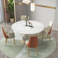 Glam Dining Table Set 1/2/3/5/7 Pcs Round White Dining Table with Side Chairs