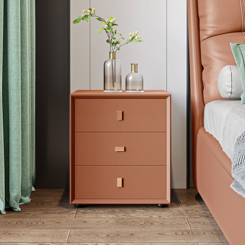 21 Zoll H-Bett Nachttisch 3-Drawer Faux Leder Massivholz Nachttisch