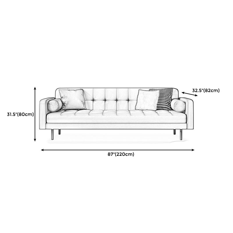 Faux Leather Biscuit Back Sofa 31.49" H Modernism Square Arm Sofa Clearhalo 'furn' 'furn_sofas' 'Furniture' 'furniture_sofas' 'kitchen' 'kitchen_sofas' 'Living Room Furniture' 'Sofa' 'sofas' 1200x1200_36d19a1f-86cd-4666-82a3-7d3fb86dbda7