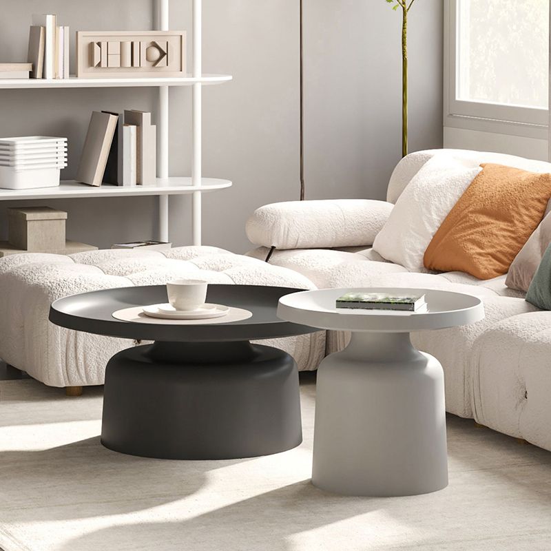 ラウンドトレイトップコーヒーテーブルメタルペデスタル1シングルカクテルテーブル