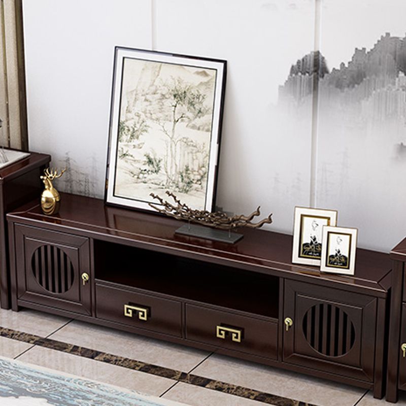 Mueble de TV de madera maciza, consola de soporte de TV abierta Simple para el hogar, estilo tradicional