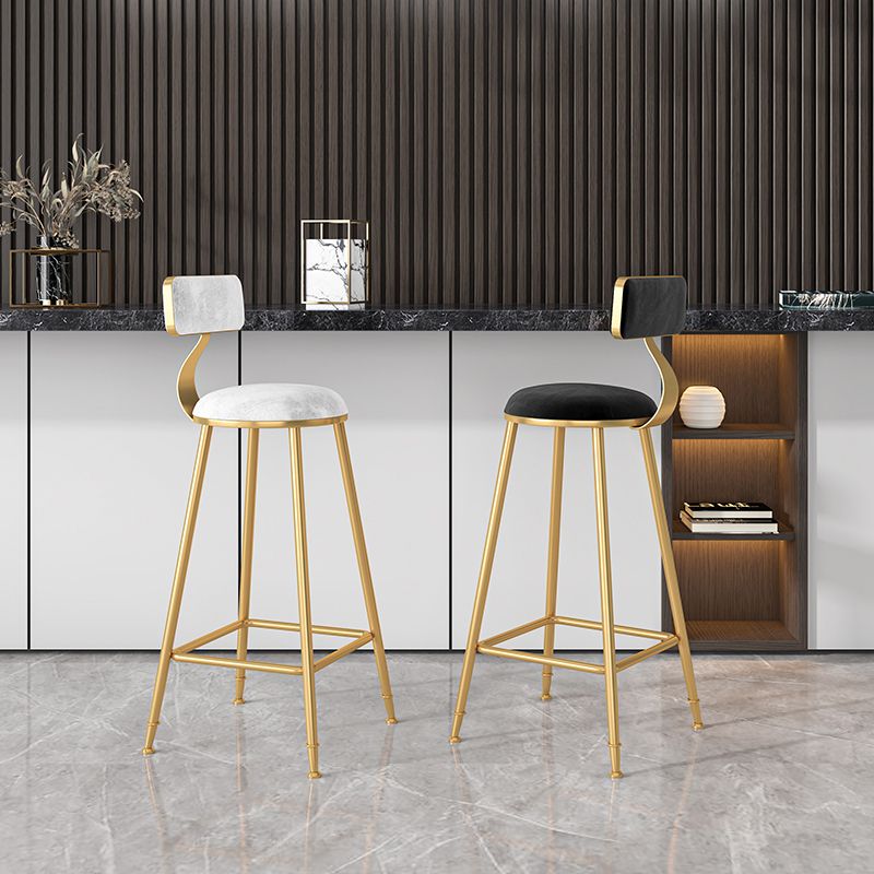 Glam Armless Backrest Counter Stool Iron Cafe Bar Stool with Pedal and Velvet Cushion Clearhalo 'Bar Furniture' 'Bar Stools' 'bar_stools' 'furn' 'furn_bar_stools' 'furniture_bar_stools' 'Kitchen & Dining Furniture' 'kitchen&dining_furn' 'kitchen' 'kitchen_furn' Furniture' 1200x1200_36d67efe-b2cb-4e9d-8c04-befd579336b6