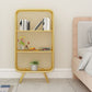 Closed Back Bookshelf Standard Metal Glam Bookcase with Shelves