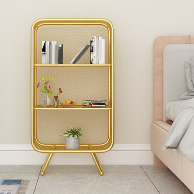 Closed Back Bookshelf Standard Metal Glam Bookcase with Shelves