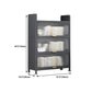 Modern Stainless Steel Bookcase, Grey, Geometric Bookshelf for Any Room with Door