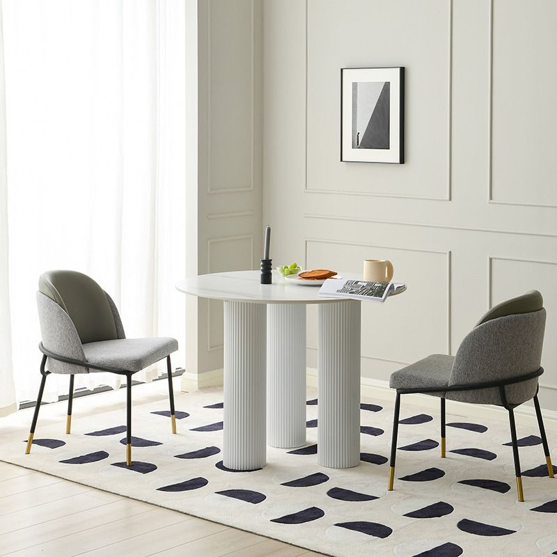 Round Standard Height Dining Table Modern Stone and Metal White Dinette Table Clearhalo 'Dining Tables & Seating' 'Dining Tables' 'dining_table' 'furn' 'furn_dining_table' 'Furniture' 'furniture_dining_table' 'Kitchen & Dining Furniture' 1200x1200_36d96295-644f-4bf5-9eb1-e918cd9aa528