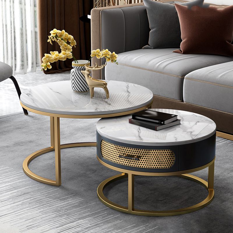 Slate Round Frame Coffee Table Nesting Modern Coffee Table Set Clearhalo 'Coffee & Accent Tables' 'Coffee Tables' 'coffee_tables' 'furn' 'furn_coffee_tables' 'Furniture' 'Living Room Furniture' 1200x1200_36db7c97-9ed7-4aa7-b76a-d15be9da642e