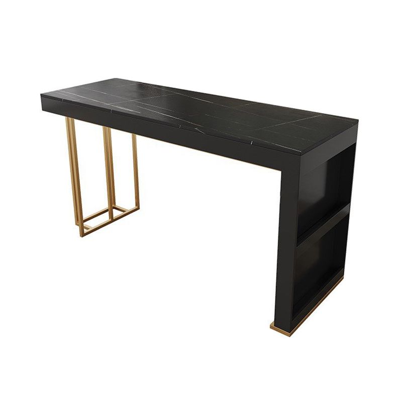 Juego de mesa de bar Glam de piedra sinterizada de 1/2/3 piezas, mesa de bar rectangular con patas de metal