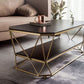 Glam Slate Coffee Table Gold Frame Coffee or End Table, 17.71" Tall Clearhalo 'Coffee & Accent Tables' 'Coffee Tables' 'coffee_tables' 'furn' 'furn_coffee_tables' 'Furniture' 'Living Room Furniture' 1200x1200_36dc2eab-f8d3-4a75-8c84-e1d7c606ab32