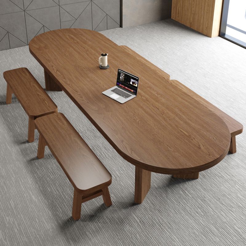 Moderne massieve houten tafel voor restaurant ovale tafel met 4 poten