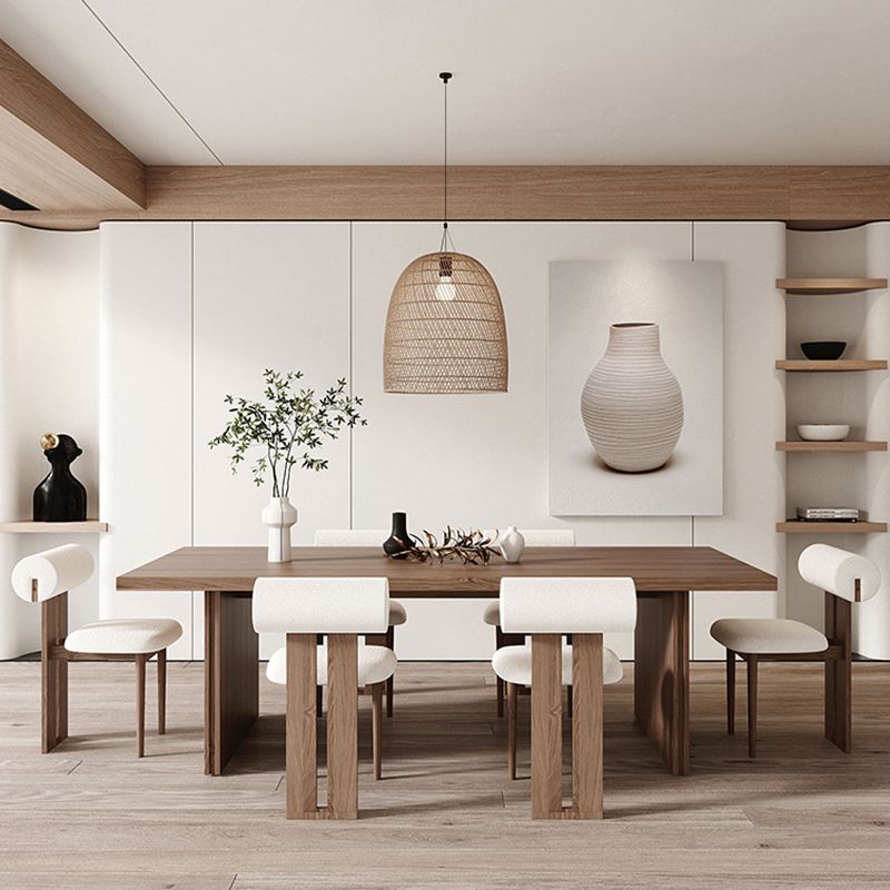 Modern Pine Solid Wood Dinner Table Rectangle Double Pedestal Dining Table Clearhalo 'Dining Tables & Seating' 'Dining Tables' 'dining_table' 'furn' 'furn_dining_table' 'Furniture' 'Kitchen & Dining Furniture' 1200x1200_36de556e-702b-4503-a1e9-87de8ee65f07
