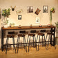 Dark Brown Modern Style Bar Table Solid Wood and Iron Coffee Shop Bar Table Clearhalo 'Bar Furniture' 'Bar Tables' 'bar_tables' 'furn' 'furn_bar_tables' 'Furniture' 'furniture_bar_tables' 'Kitchen & Dining Furniture' 1200x1200_36ded156-a3a5-41d7-8920-0452833a0cb0