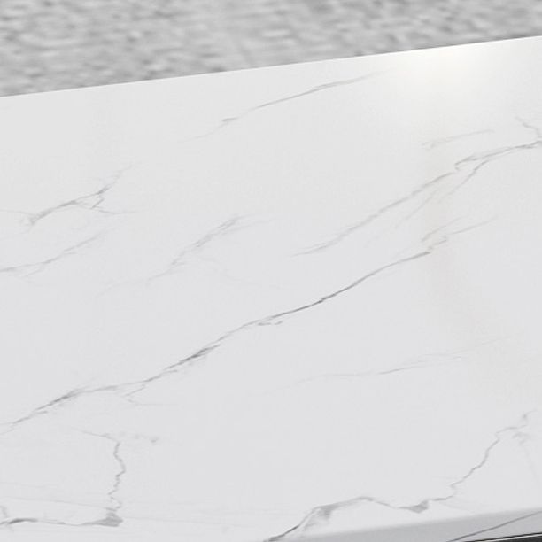 Glam White Faux Marble Pub Bar Table Iron Double Pedestal Bar Dining Table with 4-Shelf Clearhalo 'Bar Furniture' 'Bar Tables' 'bar_tables' 'furn' 'furn_bar_tables' 'Furniture' 'furniture_bar_tables' 'Kitchen & Dining Furniture' 1200x1200_36df6f0a-f5ee-4c82-91d0-ffb438ae5b22