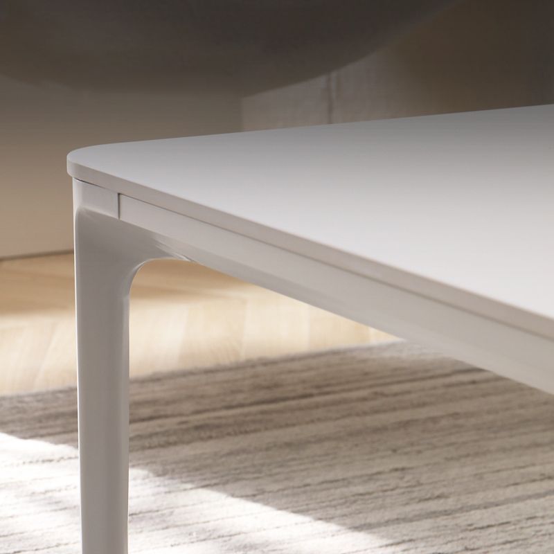 Moderne stijl 4 poten witte metalen basis leisteen rechthoekige salontafel voor woonkamer