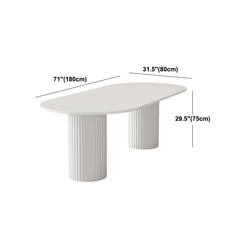 Oval Sintered Stone Dining Table Modern White Furniture with Double Pedestal for Home Clearhalo 'Dining Tables & Seating' 'Dining Tables' 'dining_table' 'furn' 'furn_dining_table' 'Furniture' 'Kitchen & Dining Furniture' 1200x1200_36e1e514-7821-4b9d-8f8a-b26d624acf6b