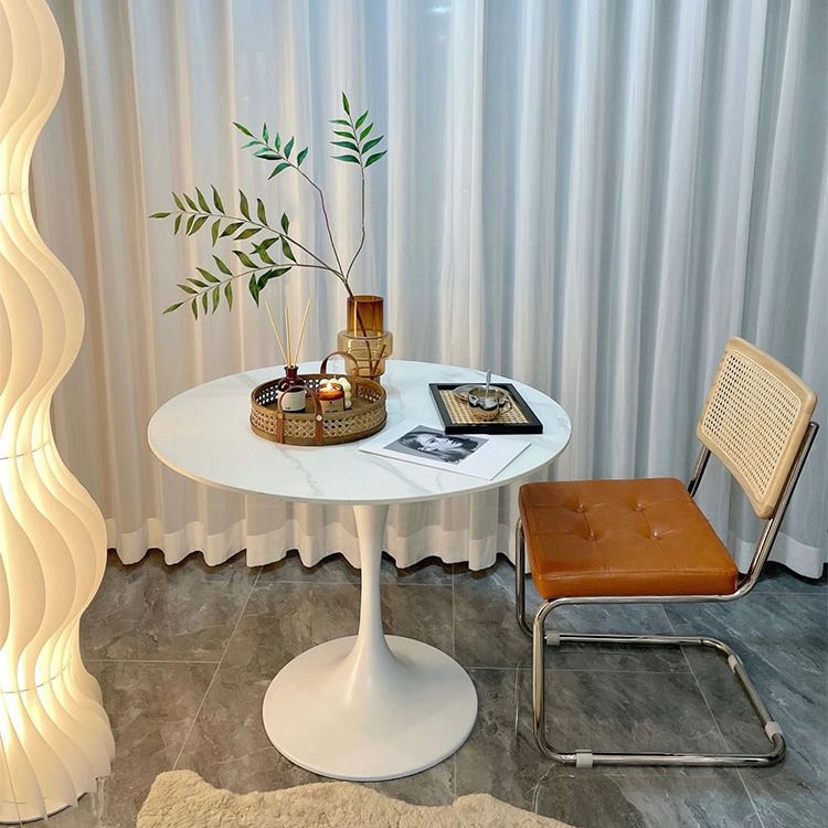 Ronde keukentafel Moderne gesinterde stenen witte eetkamertafel