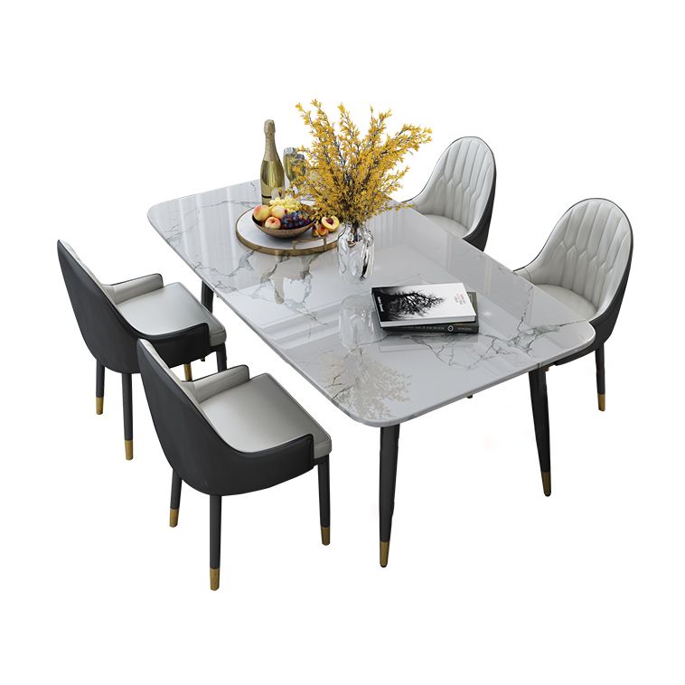 Scandinavian Style Gray Slate Dining Table Rectangular Formal Dinette Set with Metal Base Clearhalo 'Dining Room Sets' 'Dining Tables & Seating' 'dining_room_set' 'furn' 'furn_dining_room_set' 'Furniture' 'furniture_dining_room_set' 'Kitchen & Dining Furniture' 'kitchen&dining_furn' 'kitchen' 1200x1200_36e430d2-f705-472d-855f-d39f54d78551