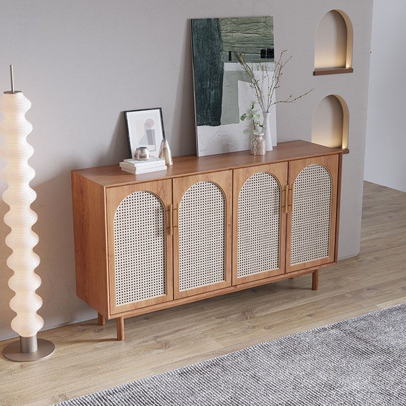 Modern Style Brown Wicker Sideboard Solid Wood Buffet Table for Dining Room Clearhalo 'buffet_sideboard' 'Buffets & Sideboards' 'furn' 'furn_buffet_sideboard' 'Furniture' 'Kitchen & Dining Furniture' 1200x1200_36e488a2-04c5-4364-8724-c52ecd12fd7d