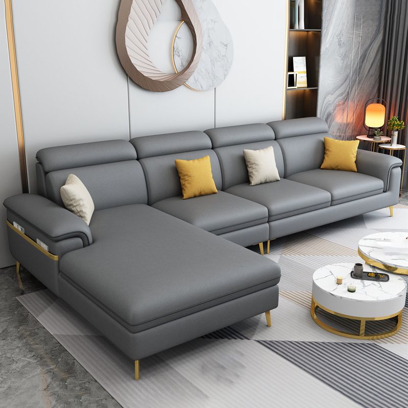 125.98" L Faux Leather Sectional Stain-Resistant Pillow Top Arm Sofa Clearhalo 'furn' 'furn_sectionals' 'Furniture' 'furniture_sectionals' 'Living Room Furniture' 'Sectionals' 1200x1200_36e4ec66-af7c-4139-b7f9-c182274269be