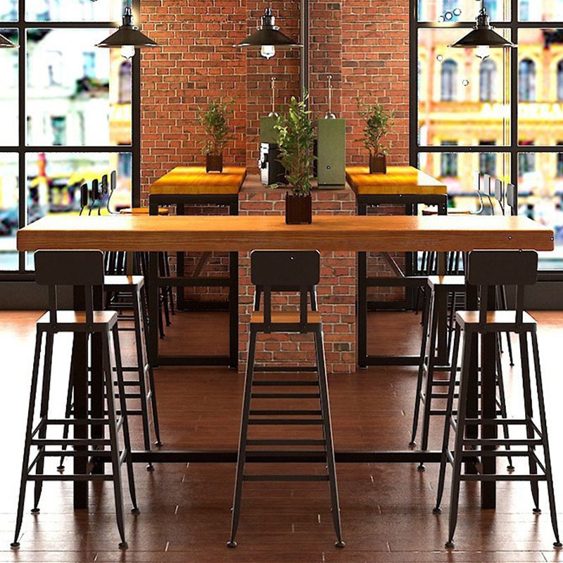 Industrial Style 1/2/7 Pieces Bar Table Set Rectangle Bar Table with High Stools Clearhalo 'Bar Furniture' 'furn' 'furn_home_bar_bar_sets' 'Furniture' 'Home Bars & Bar Sets' 'home_bar_bar_sets' 'Kitchen & Dining Furniture' 1200x1200_36e53124-5822-4224-957e-497312da7c5a