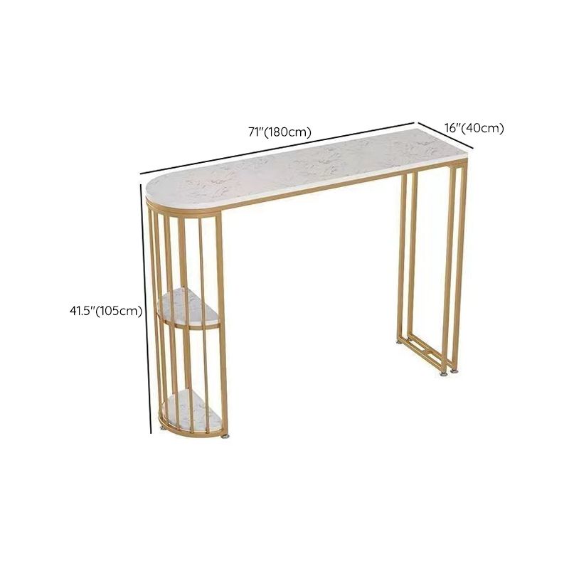 Freiform-Stehtisch mit Steinplatte, industrieller Bartisch mit Doppelsäule und Stauraum