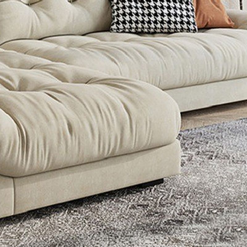 Cream-white Sectional down Padded Tufted Back Tech/flannelette Sofa