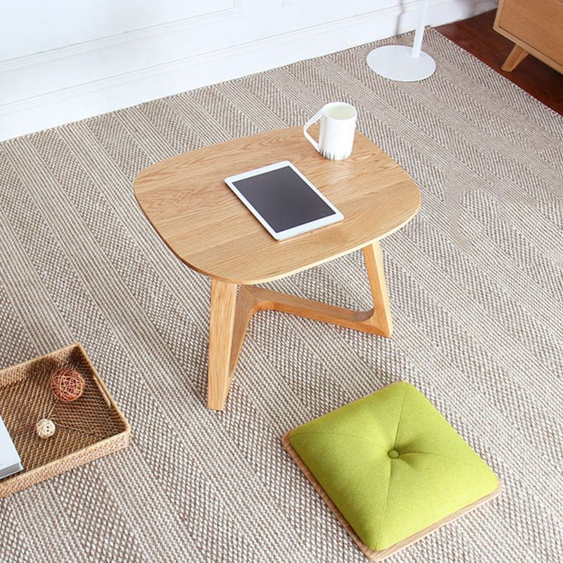 Solid Wood Top Side Table 17.12" Tall Abstract Base End Table