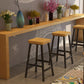 Modern Armless Counter Stool Pine Wood Bar Stool with Pedal for Cafe