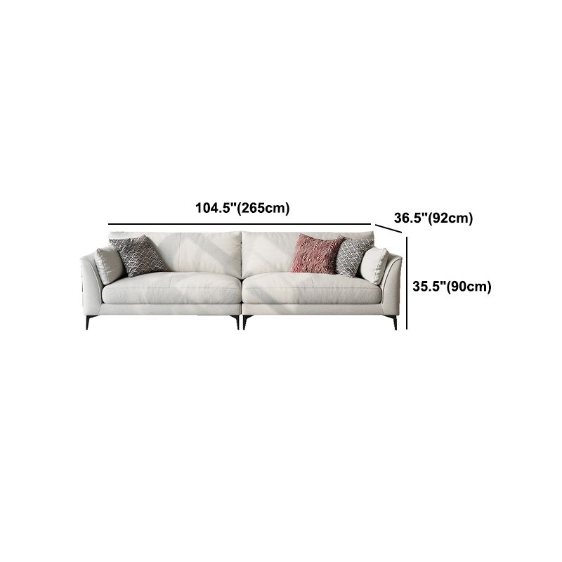 Scandinavian Linen Cushion Back Sectional Cream Slipcovered for Living Room Sofa
