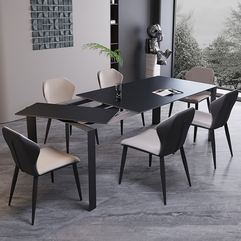 5/7/9 Pcs Modern Stone Rectangle Shape Dinette Table with Armless Chair