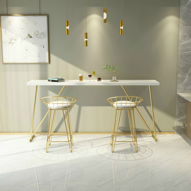 Glam Barthekentisch aus Holz, rechteckiger Barthekentisch mit Metallbeinen für die Küche