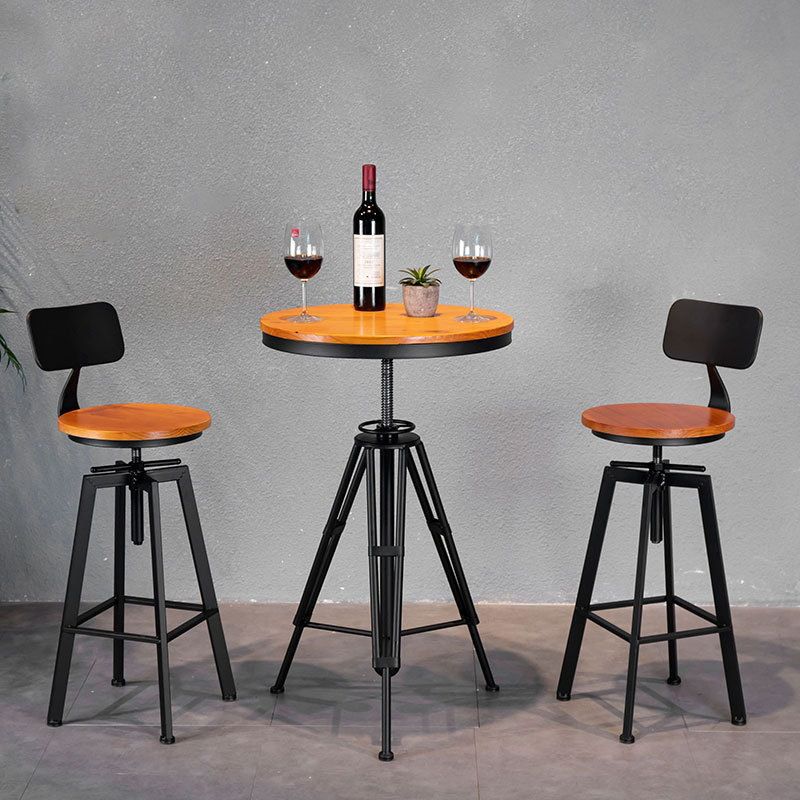 Rundes Bistro-Set, 1/2/3-teilig, Bartisch-Set aus massivem Holz im Industriestil