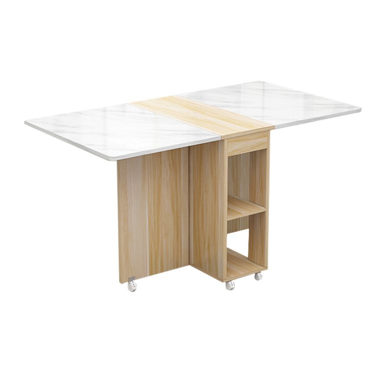 Foldable Artificial Wooden Top Table Extendable Rectangle Table with Storage Trestle Base Clearhalo ' dining_table' 'Dining Tables & Seating' 'Dining Tables' 'furn' 'furn_dining_table' 'Furniture' 'furniture_dining_table' 'Kitchen & Dining Furniture' 'kitchen&dining_furn' 'kitchen' 'kitchen_dining_table' 1200x1200_36edd797-1468-4197-af4b-4b99f51af55e