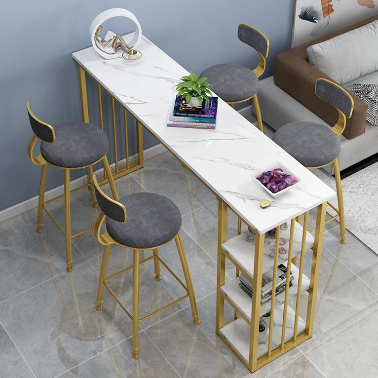 Rectangle Bar Dining Table Contemporary Bar Table with Gold Sled Base Clearhalo 'Bar Furniture' 'Bar Tables' 'bar_tables' 'furn' 'furn_bar_tables' 'Furniture' 'furniture_bar_tables' 'Kitchen & Dining Furniture' 1200x1200_36edfeca-97f2-443a-ac4f-f505b5ba4179